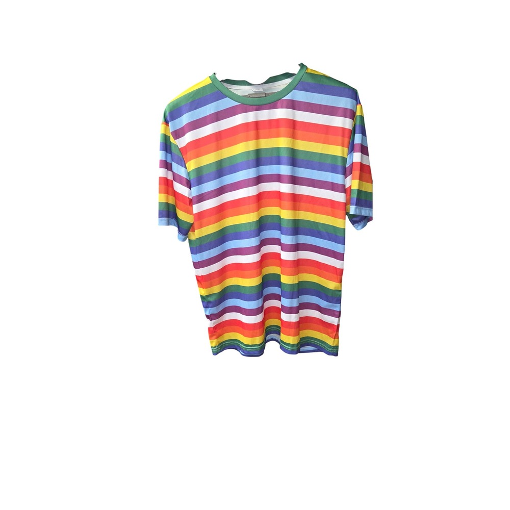 LGBTQ+ Rainbow Pride Shirt Unisex 3X Multicolor Excellent Striped Tee